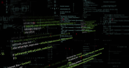 Image of data processing on black background