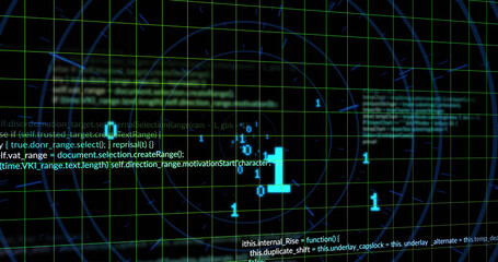 Image of data processing on black background