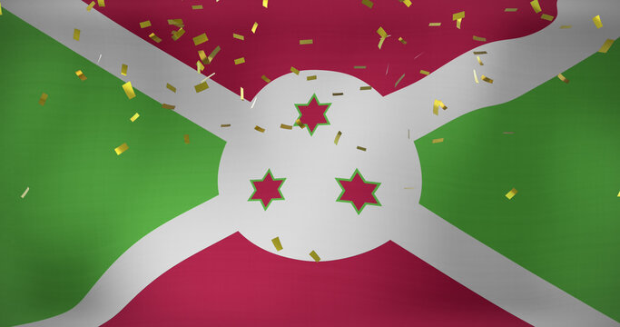 Image of confetti over flag of burundi