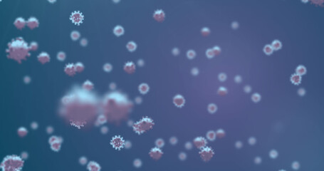 Image of virus cells on blue background
