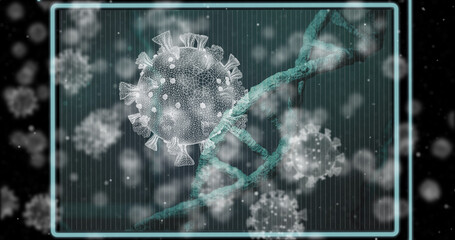 Obraz premium Image of virus cells over dna strand