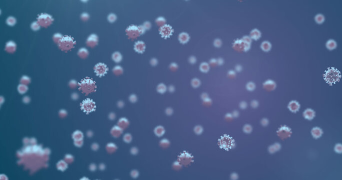Image of virus cells on blue background