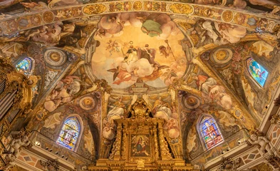 Poster VALENCIA, SPAIN - FEBRUAR 17, 2022: The baroque ceiling of presbytery of church Iglesia San Nicolas with the frescoes by Antonio Palomino and Dionis Vidal (1700). © Renáta Sedmáková