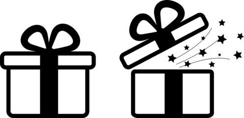 Open present. 
Gift box with ribbon line icon, outline vector sign.Symbol, logo illustration. 