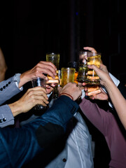 friend drinking cocktail and enjoying party, drink don't drive concept
