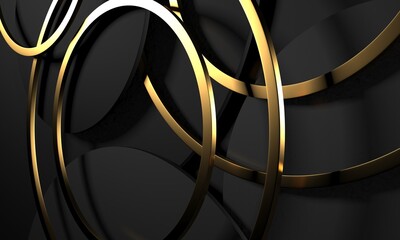 Naklejka premium Shiny gold rings shapes. Luxury background