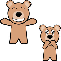 teddy bear character cartoon kawaii expressions pack in vector format