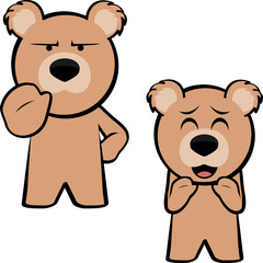 teddy bear character cartoon kawaii expressions pack in vector format