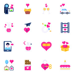Pack of Valentine Flat Icons 