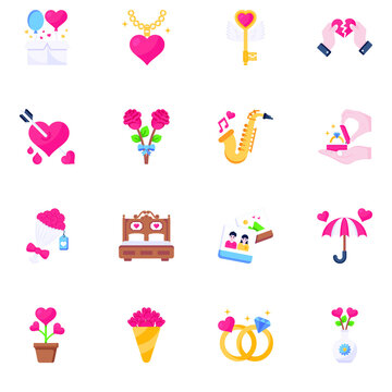 Trendy Pack of Love Day Flat Icons 
