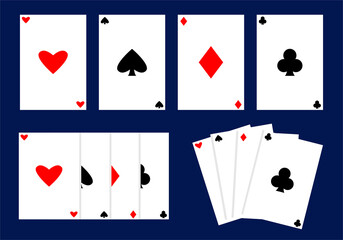 Playing cards template. Vector playing cards illustration. Poker symbols.
