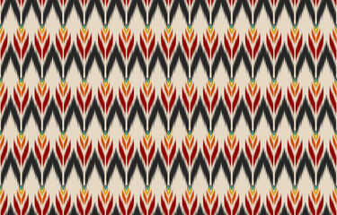 Fabric Indian style. Ethnic Ikat seamless pattern in tribal. Design for background, wallpaper, illustration, fabric, clothing, carpet, textile, batik, embroidery.