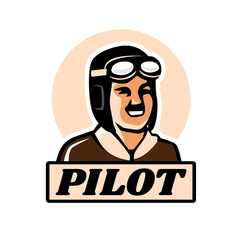 Obraz premium Portrait of pilot, Aviator, airman illustration.