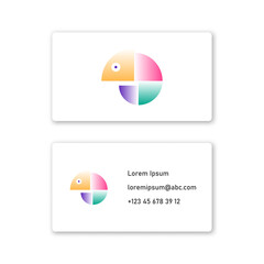 Vector chameleon in gradient style . Editable illustration © Serebrennikov