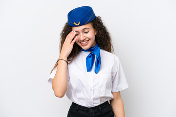 Airplane stewardess Arab woman isolated on white background laughing