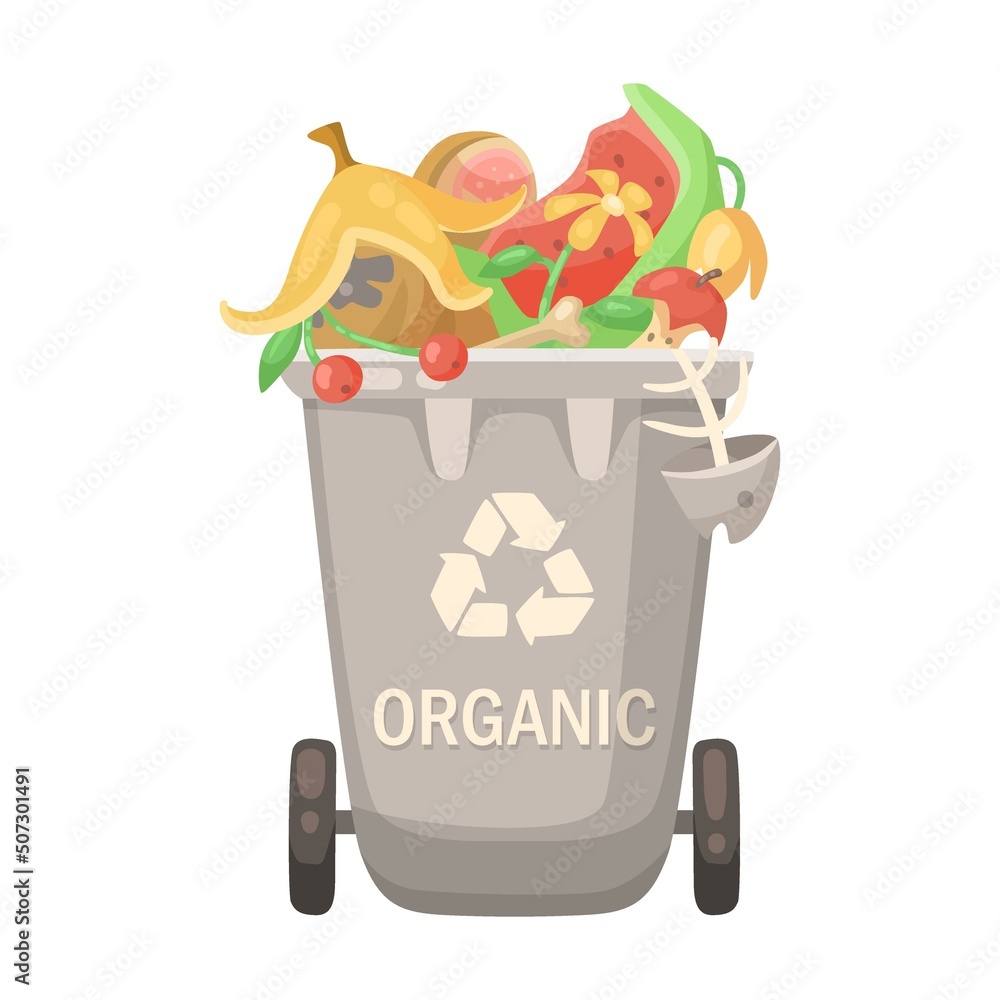 Poster recycle bin for sorting garbage vector illustration. containers or trash bin for organic sorting was