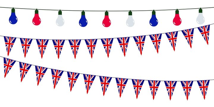 3D Garlands of United Kingdom on a white background	