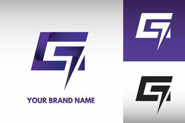 Fototapeta premium Logo Letter G Initial monogram Electric Power thunder Lightning Style Design Vector in Gradient and monochrome color