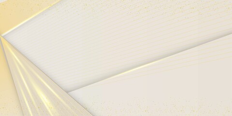 Elegant beige color background with gold line elements. Realistic luxury modern concept for presentation.