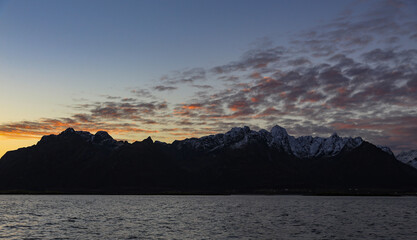 Sunrise on Hadselfjorden during halibut fishing - Nordland countyNorthern Norway,scandinavia,Europe