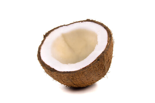 Half coconut isolated on white Background with shadow