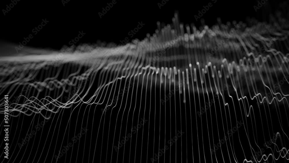 Poster abstract network mesh waving fx background loop/ 4k animation of an abstract fractal background with