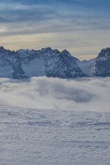 mountains in the snow
