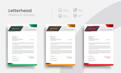 Professional letterhead business stationery template for corporate identity. Simple company letterhead and business letter layout with brand identity. Vol - 42