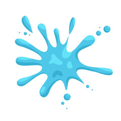 Cartoon illustration with water splash and drops.