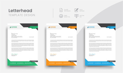 Professional letterhead business stationery template for corporate identity. Simple company letterhead and business letter layout with brand identity. Vol - 45