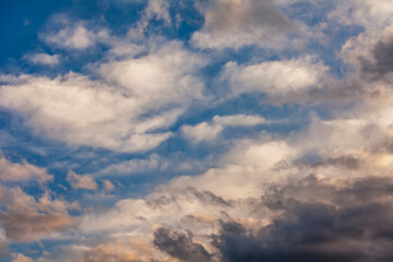 The blue cloudy sky before a thunder-storm