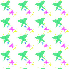 Seamless pattern with butterflys flying with around. Vector illustration for, print, poster, wallpapers and wrapping paper.  