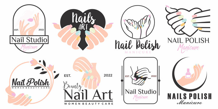 Nail beauty logo design with creative element style for fashion
