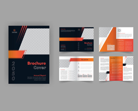 Annual report layout design business bifold brochure, minimalist layout style use for company profile and portfolio or flyer design. Leaflet presentation and catalog design