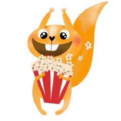 Cute squirrel with popcorn 