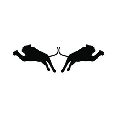 Tiger (Big Cat Family) Jump Silhouette for Logo or Graphic Design Element. Vector Illustration