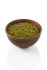 mung bean in bowl on white background isolated