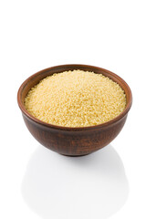 couscous in bowl on white background isolated