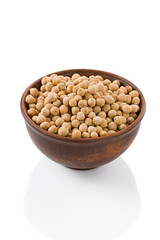 chickpeas in bowl on white background isolated