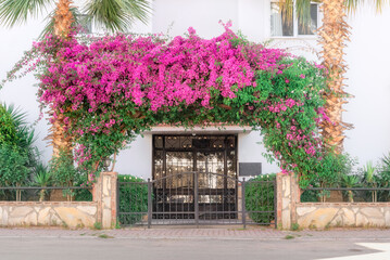 Fototapeta na wymiar Metal gate, entrance to the courtyard of an apartment building in Turkey.
