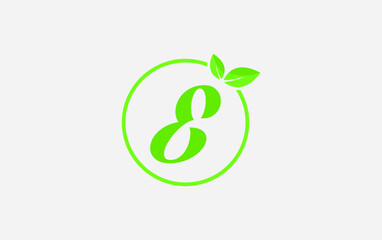 Fresh green leaf nature and healthy leaf logo design vector with the letter and alphabets E