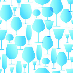 Different wine glasses. Set. Seamless pattern. Vector illustration.