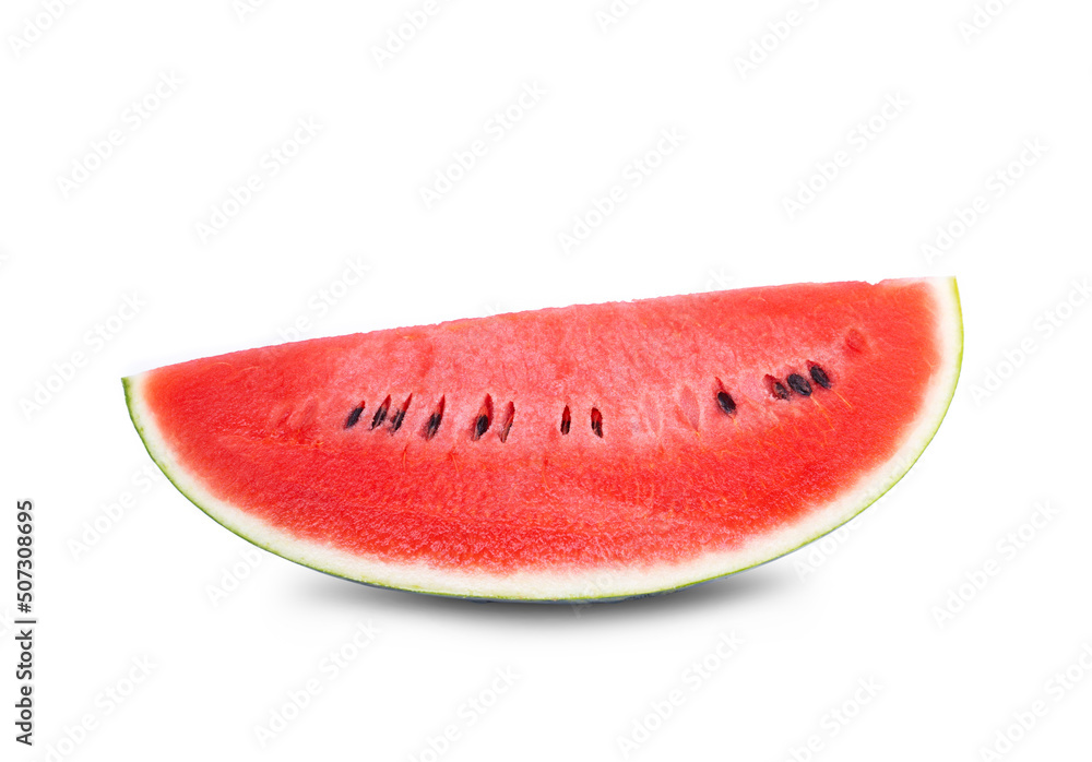 Wall mural Fresh juicy watermelons with sliced that are ready to eat. isolated on white background.