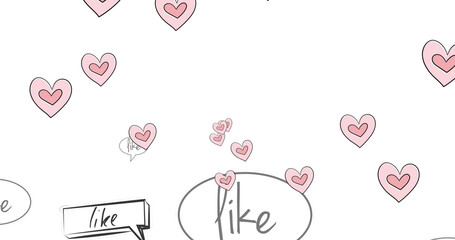 Image of media and heart icons on white background