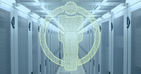 Image of human icon over servers