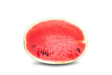Fresh juicy watermelon cut in half are ready to eat. isolated on white background.
