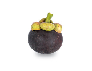 Ripe mangosteen Queen of fruits isolated on white background.