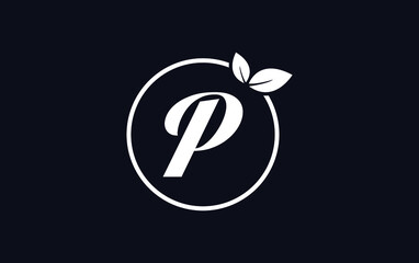 Fresh green leaf nature and healthy leaf logo design vector with the letter and alphabets P