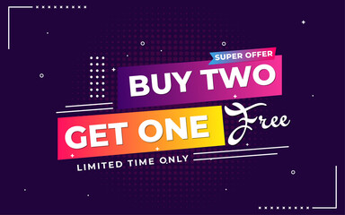 Super offer buy one get one free sale banner special banner with text effect