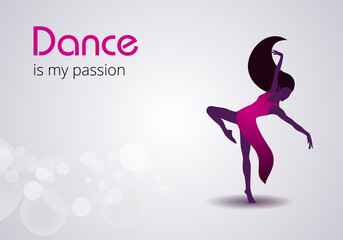 Dancing girl. Vector poster perfect for dance studio, performance.